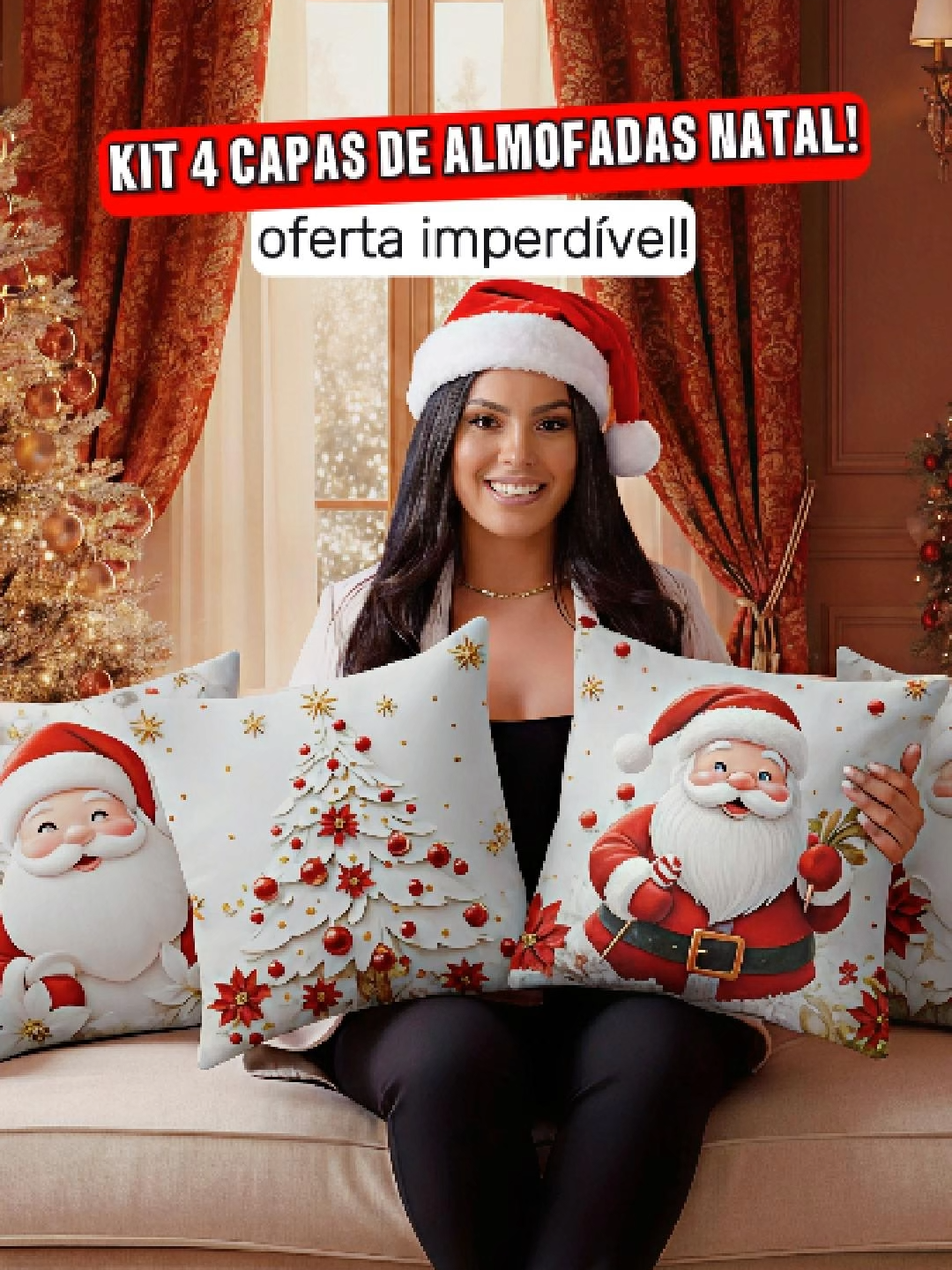 CAPA DE ALMOFADAS DE NATAL CONJUNTO COMPLETO