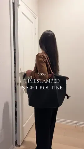 Timestamped asmr night routine 🤍 productive 5-9 aesthetic #nightroutine #asmrsounds #CleanTok #dailyvlog #grwm  @HYDROJUG  @Longchamp @laneige_us @Kiehl's Since 1851  day in my life vlogs, cook with me, clean with me, day in my life inspo, satisfying asmr tiktok vlogs, get ready with me for bed, clean girl aesthetic