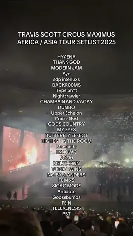 TRAVIS SCOTT SOUTH AFRICA SETLIST #travisscott #circusmaximustour #travisscottconcert #southafrica #fyp 