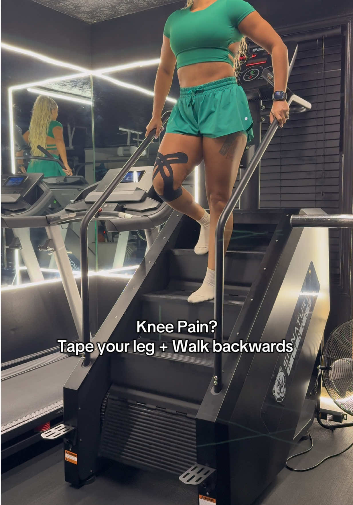 Love this precut KT tape! Perfect for running or any exercise to help with your knee pain! #kttape #runner #runtok #kneepain 