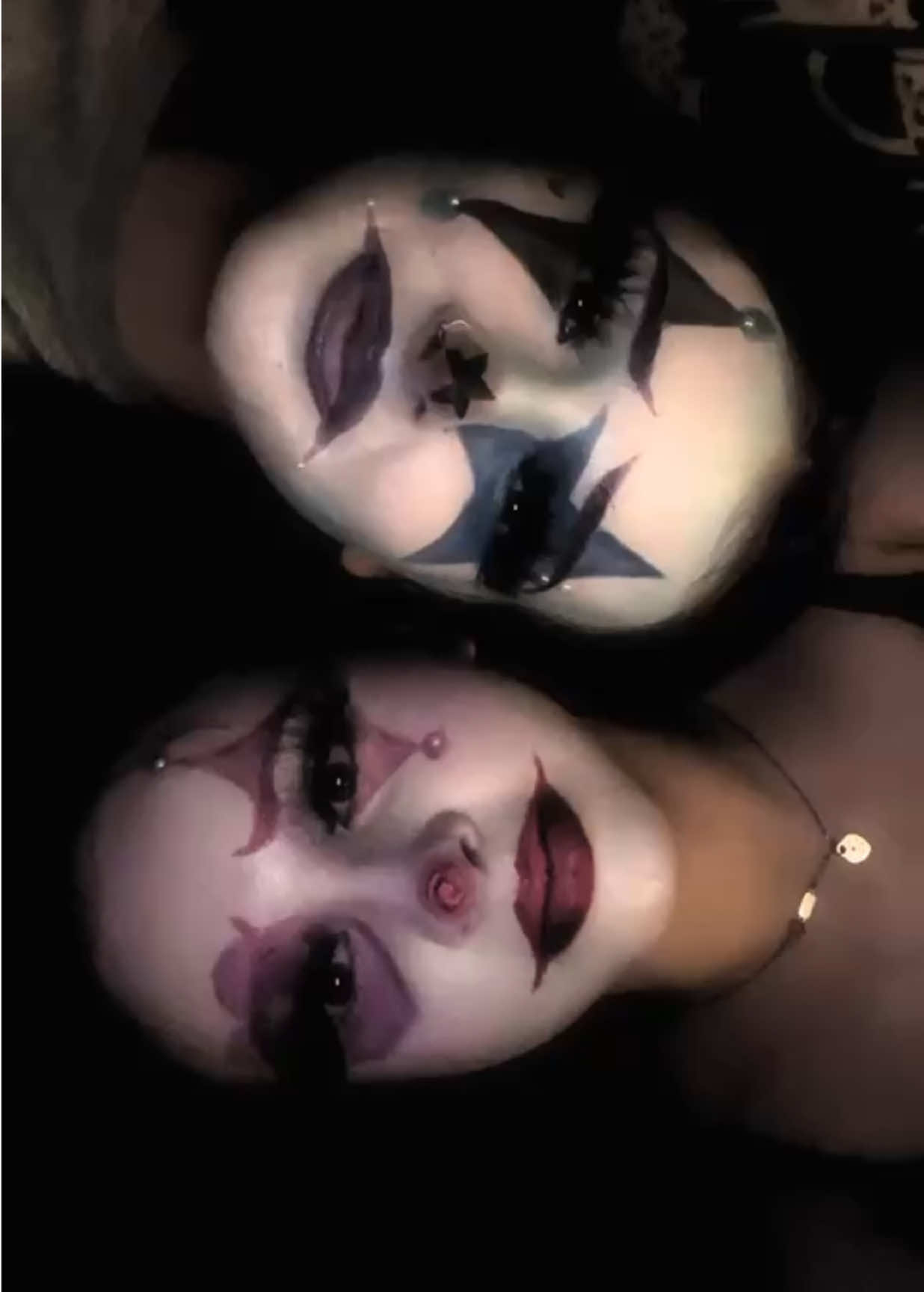 Can u tell we didn’t know the words #clownmakeup #viral #haloween #facepaint