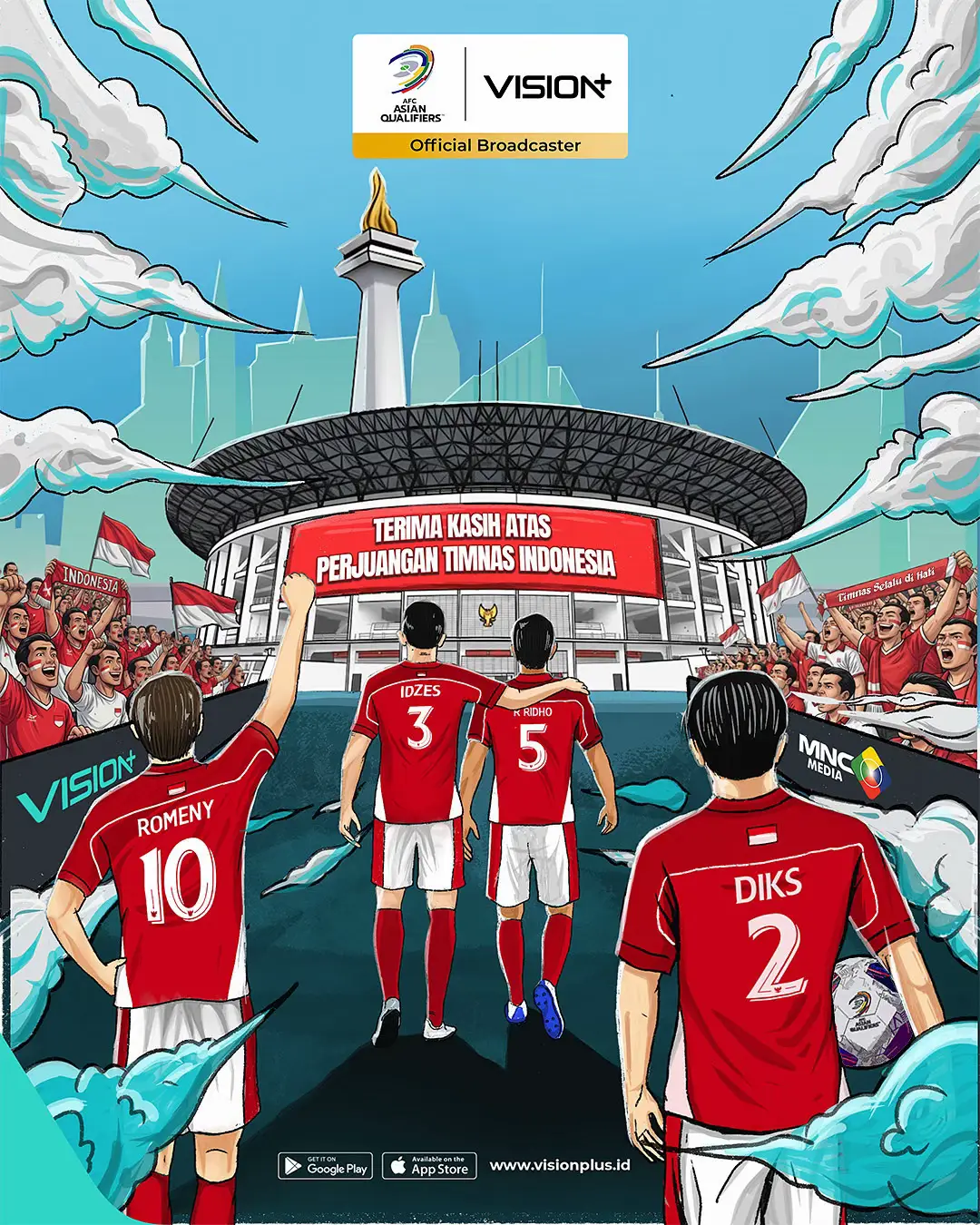 Terima kasih Timnas Indonesia atas perjuangannya, sudah memberikan segalanya di lapangan hingga sejauh ini 💪🏼 Hasil boleh berbeda, tapi perjuangan kalian adalah cerita kebanggaan kita 🇮🇩 #AFCAsianQualifiersRoadTo26 #KualifikasiPialaDunia2026diVisionPlus #VisionPlusSports #VisionPlus #StreamingUntukSemua 