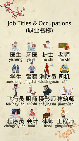 Learn Names of Job Titles and Occupations in Chinese with Jianyu Reading. #LearnOnTikTok #chinesevocabulary #efficientlearning #appforlearningchinese #chinesereading 