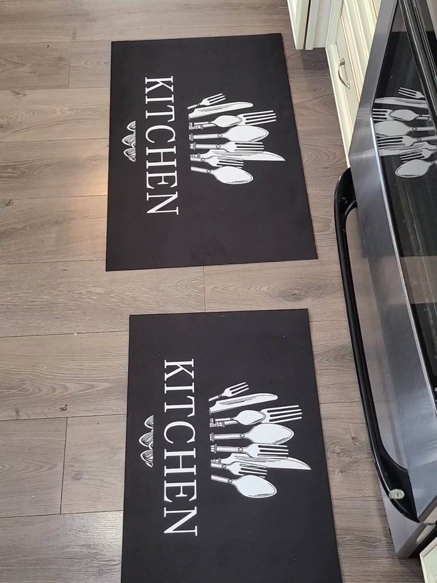 I got a little carried away with cleaning😁, so if you're wondering, there's an ad for kitchen rugs at the end of the video #rugtiktok #mat #kitchenhack #kitchenrug #kitchendesign 