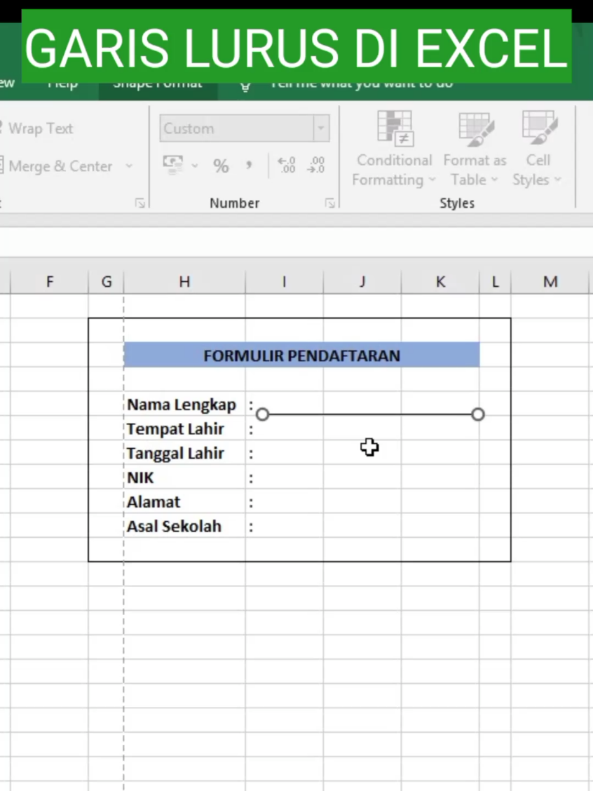 Garis Lurus di Excel #tutorialexcel #garislurus #garislurusotomatis #formulirpendaftaran 