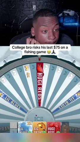 College bro risks his last $75 on a fishing game 😂 #streamer #streaming #fyp 