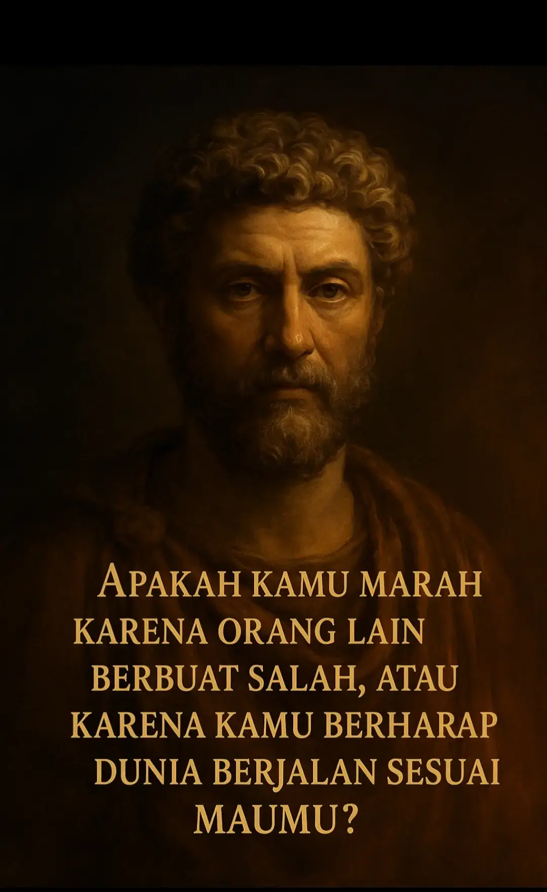 Kemarahanmu bukan karena perbuatan orang lain, tapi karena ekspektasimu bahwa dunia harus sesuai dengan keinginanmu. Dunia tidak tunduk pada keinginan kita; orang lain akan berbuat sesuka mereka. Yang bisa kita kendalikan hanyalah respon dan pikiran kita sendiri.#stoicism #marcusaurelius #epictetus #seneca 