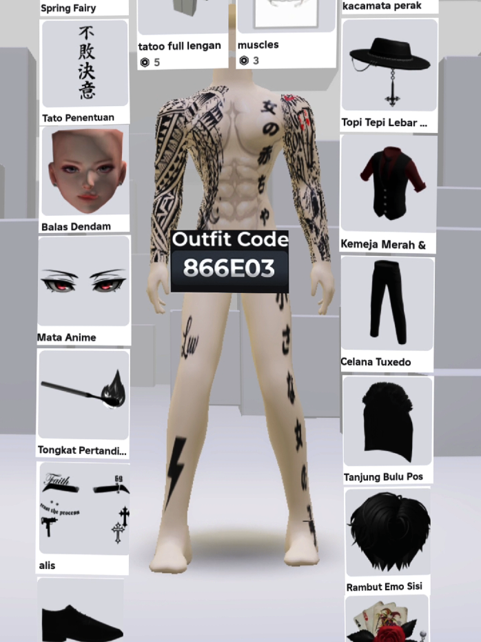 Membalas @_achmdzulfikar_ ide outfit avatar zepeto tema mafia sesuai request, btw yang mau beli tato keren di roblox bisa langsung ke profil ya guys #robloxavatar #zepeto #outfit #roblox #mafia 