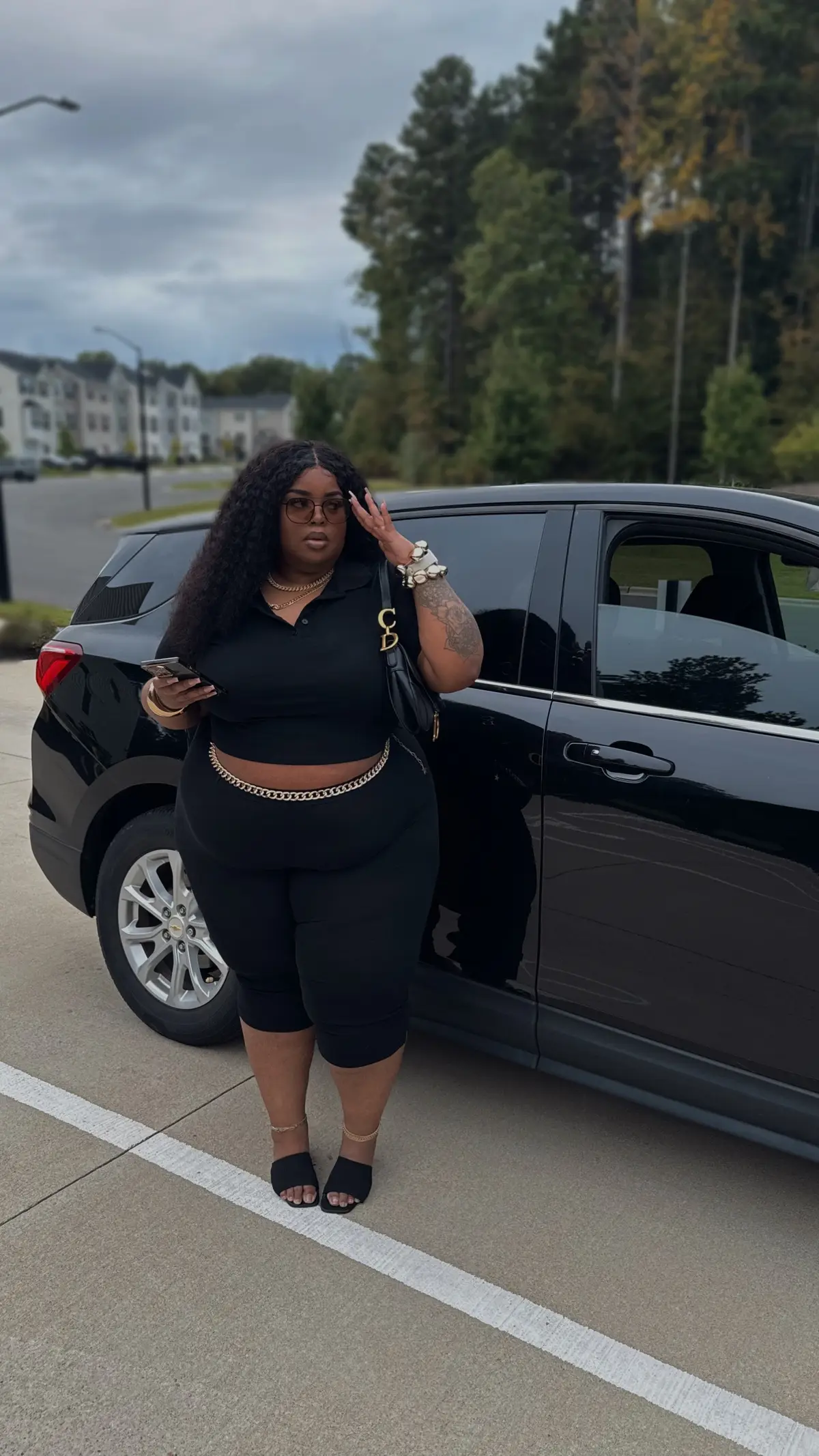 Wearing:  Kenny Polo Capri Set — 3X Moon Rocks 2PC Bracelet Set • • New Fall Lookbook on YouTube! #fashionnova #fashionnovaplus #plusfashion #OOTD 