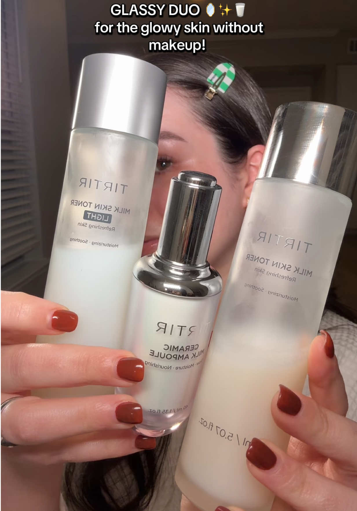 No makeup. No filter. Just skin ✨ using this amazing duo from @TIRTIR Inc.  Milk Skin Toner (light) Milk Skin Toner Ceramic Milk Ampoule #tirtir #kbeauty #glassskin #milkduo #skincare 