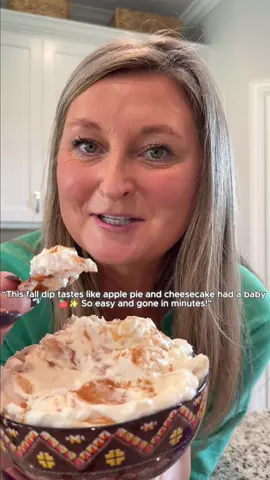 If you make one fall dessert this week… make it THIS. 🍁 This Apple Pie Cheesecake Dip is creamy, dreamy, and takes less than 10 minutes to put together. It’s sweet, cozy, and tastes like apple pie and cheesecake had the best little fall baby. 🥧✨ Serve it chilled with graham crackers, vanilla wafers, or pretzels for the perfect mix of sweet + salty. So easy. So good. You’ll be obsessed. 📌 Save this for your next fall night in! #ApplePieCheesecakeDip #FallDesserts #EasyDessertRecipe #NoBakeDessert #SamsFallDesserts 