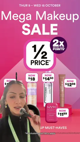 Get up to 1/2 price off 7,000+ makeup must-haves, including Revlon, Maybelline & NYX with Priceline Pharmacy's Mega Makeup Sale!   Don't forget - selected mascaras just $10 or under! 😍   *T&Cs and exclusions apply. @elsternwickpricelinephar 