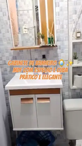 Gabinete de Banheiro 🪞✨ MDF com espelho e cuba • Prático e elegante #GabineteDeBanheiro #ArmarioEspelheira #MoveisBanheiro #DecoracaoBanheiro #CasaPratica 