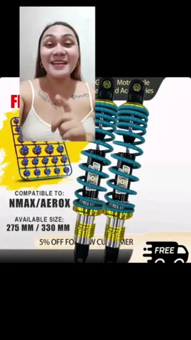 1101 NMAX, AEROX, PCC shock absorber adjustable motorcycle rear shock absorber 270MM Up to 330MM free Allen wrench. grabe ang ganda nito kaya order na. #shockabsorber #motorcycleshock #motorcyclepartsandaccessories #shock #fyp 