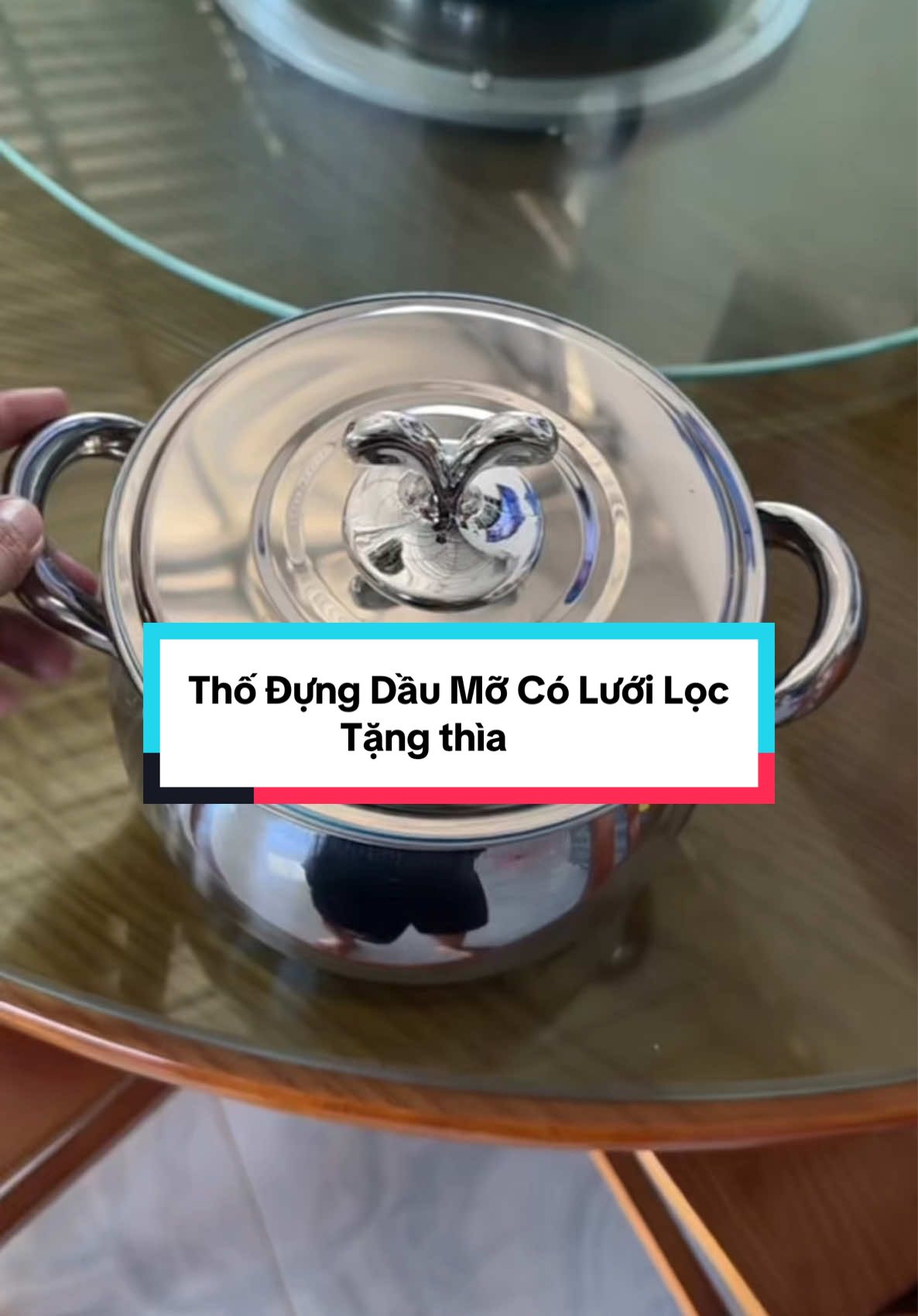Thố đựng dầu mỡ có lưới lọc, Thố inox không rỉ, tặng kèm thìa #âudungmoinox #viral #xuhuong 