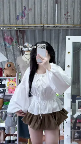 Áo sơ mi cổ nơ tay bồng#aosominu #aosomikieu #aosomidaitay #hocphoido #thoitrang 