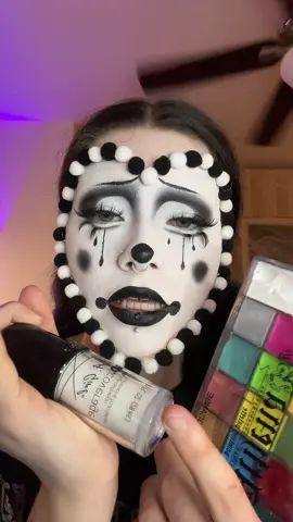 I mixed the la girl foundation with their white mixing pigment for more coverage and then I set with Ben Nye Super white powder!! #creatorsearchinsights #lagirlcosmetics #makeup #clownmakeup #halloweenmakeup   @L.A. Girl Cosmetics 