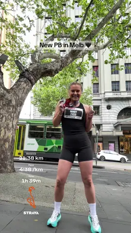 New half mara PB 🖤🏎️ @MelbMara #runningtiktok #runningcommunity #halfmarathon @Runna @New Balance 