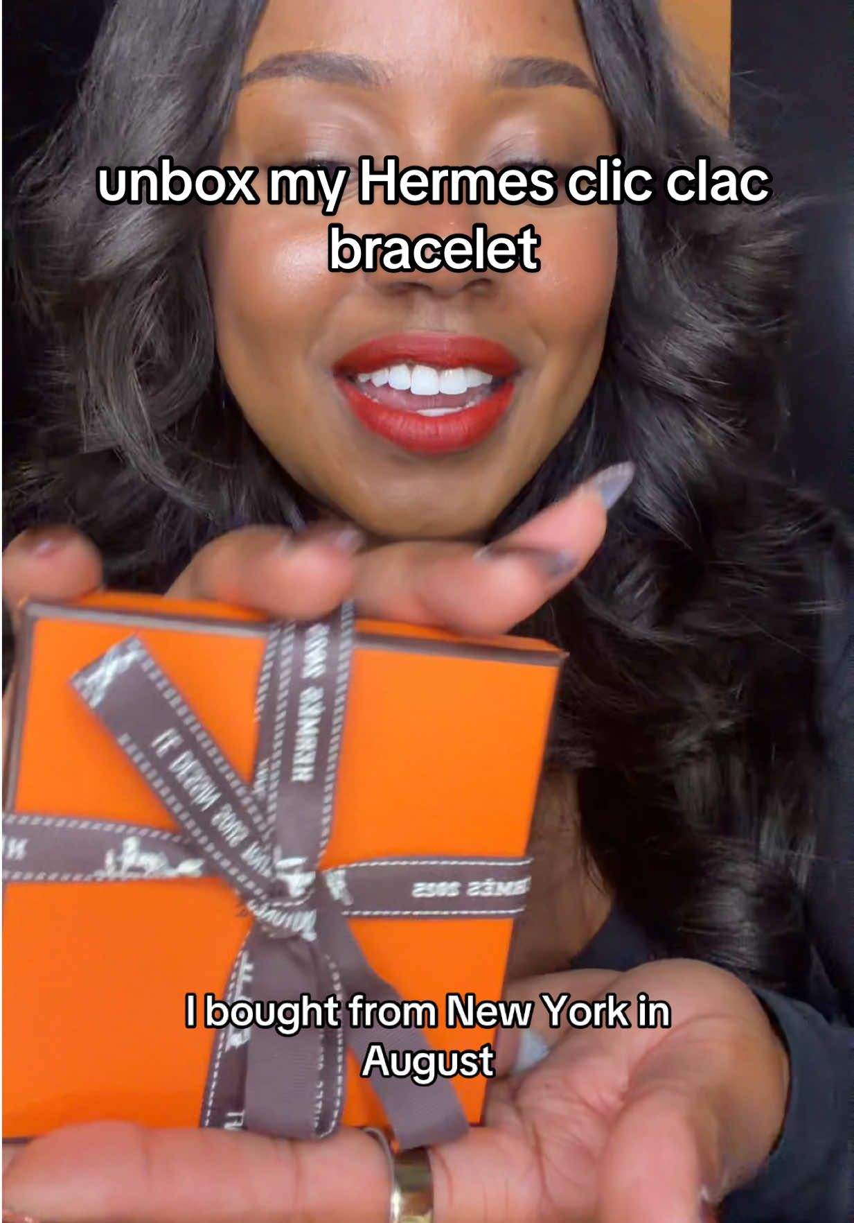 finally opening my hermès bracelet from august 🧡 when your brokerage accounts are looking fireeee 🔥 and your hard work in tech starts paying off ✨ #hermesunboxing #luxurytok #softlifeszn #womenintech #blackgirlsoftlife 