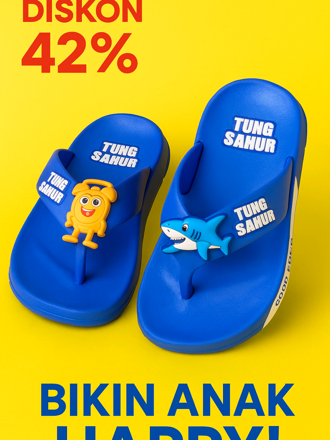 Sandal Anak LUcU TUNG SAHUR -Nyaman, Anti Slip, Bikin Anak Semangat Jalan!