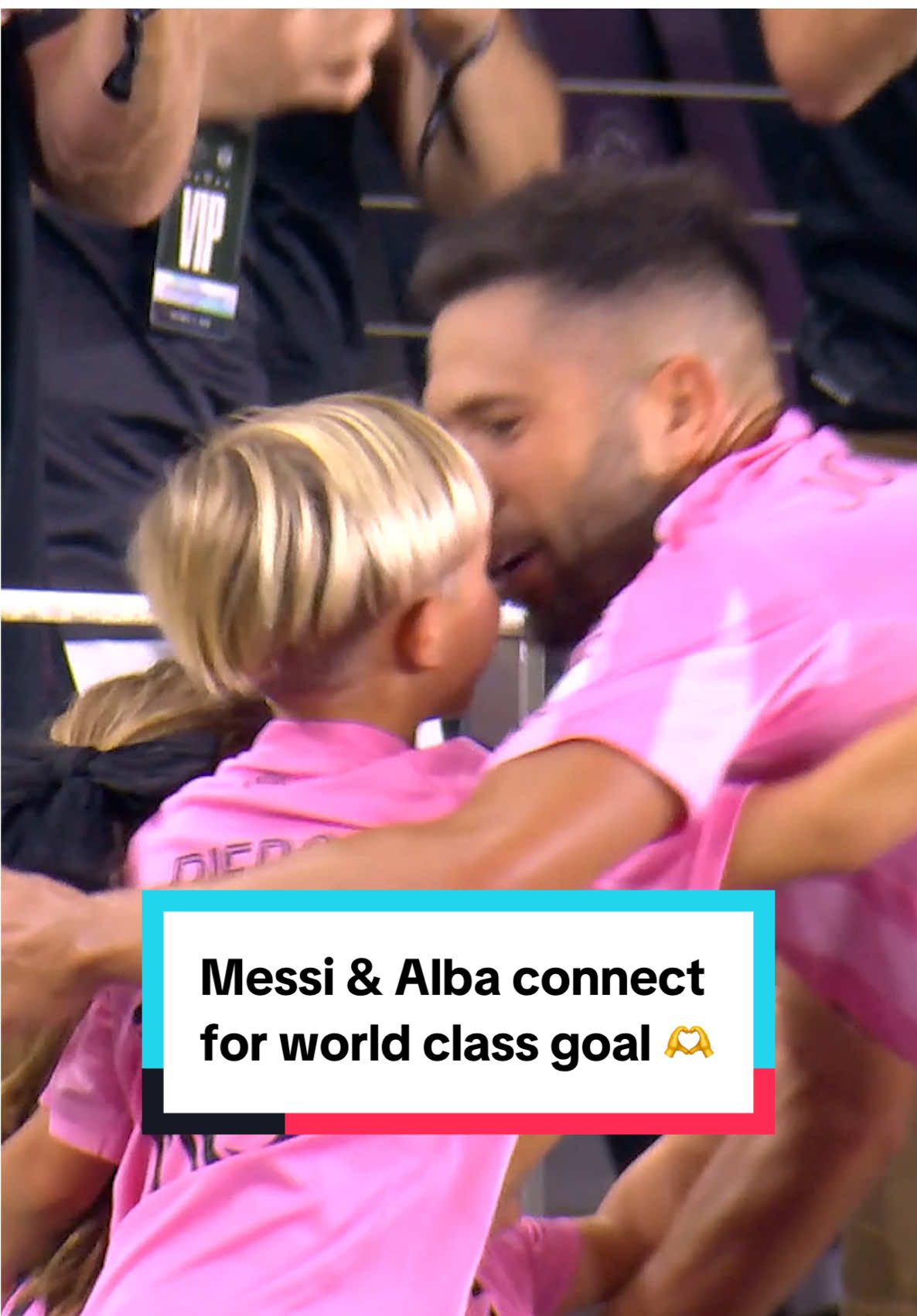Jordi Alba celebrates with a hug from his kids after connecting with Messi for another world class goal 🫶 #messi #alba #intermiami #MLS #barcelona 