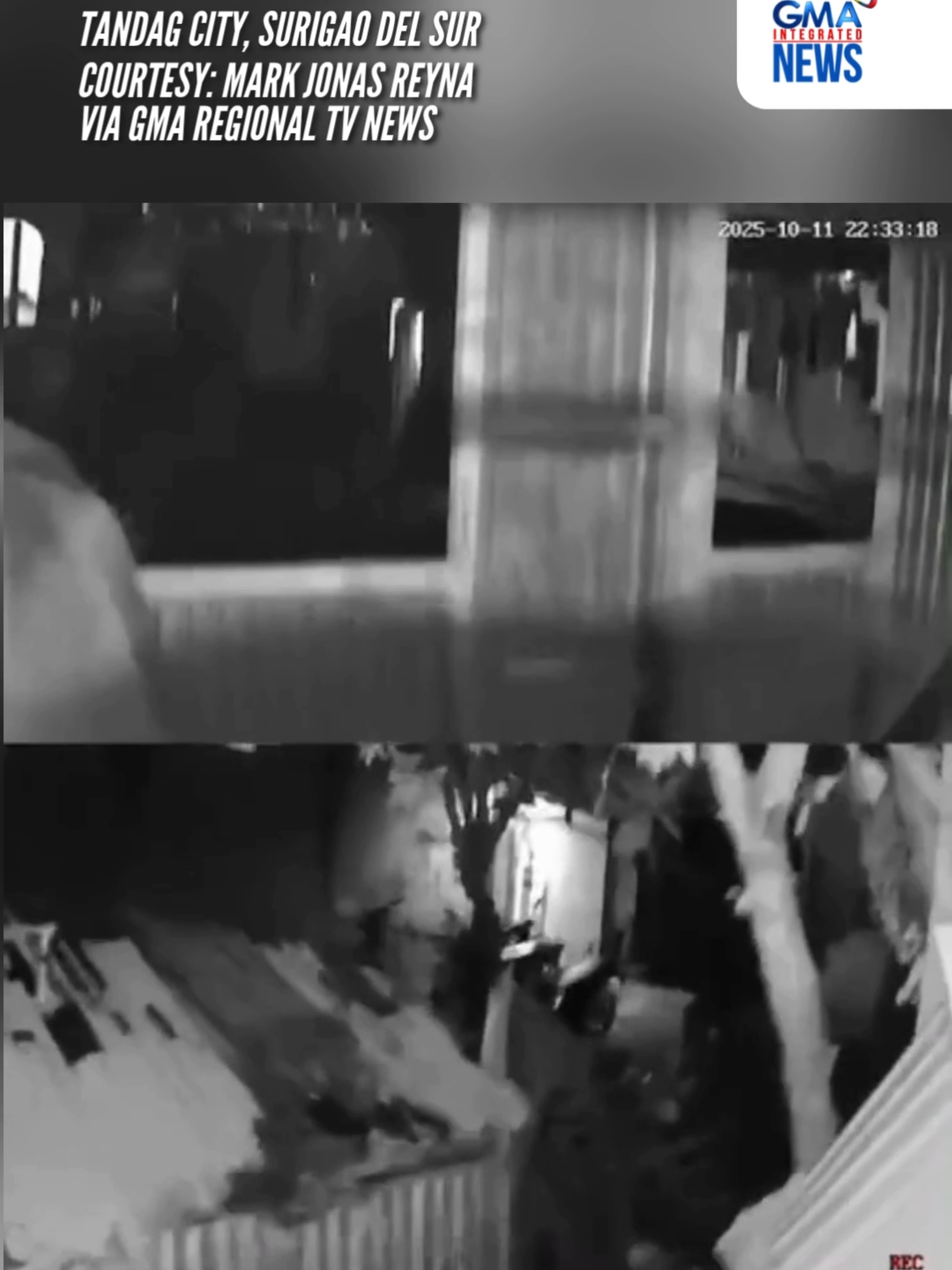 Nakuhanan ng CCTV ang pagyanig ng lupa sa Purok Earth, Telaje, Tandag City, Surigao del Sur dulot ng magnitude 6.0 na lindol na naitala sa Cagwait, Surigao del Sur noong Sabado, Oct. 11, 2025. Courtesy: Mark Jonas Reyna via GMA Regional TV News #GMAIntegratedNews