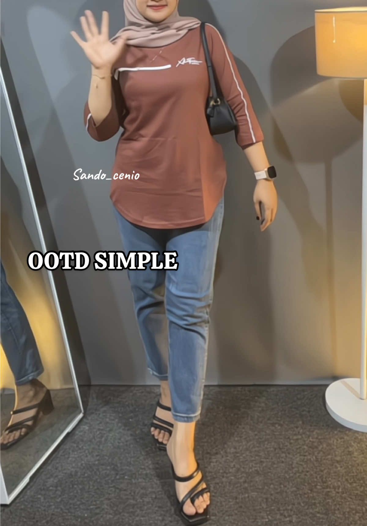 Kaosnya bikin badan kelihatan slim #ootdfashion #ootdhijabsimple #outfitideas 