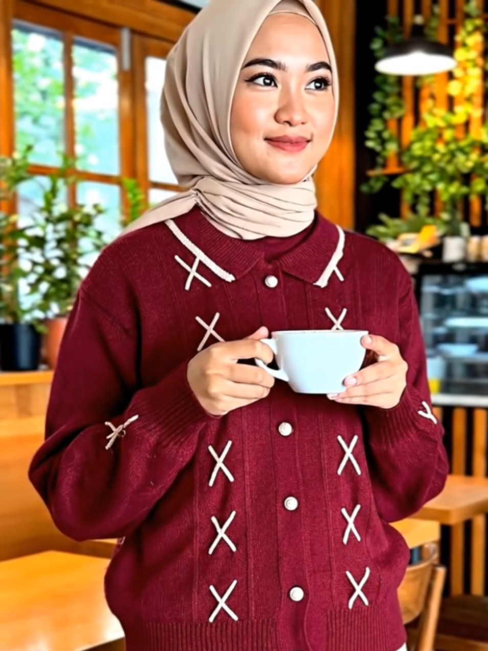 Sweater manis dengan detail pita yang bikin gaya kamu makin chic! 🌸✨ #cardigan #cardiganrajut #fyp #cardiganwanita #setelanwanita 