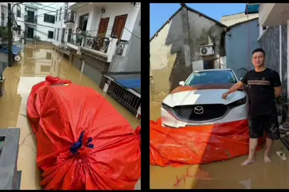 +1 kiến thức đã tiếp thu. Chúc mừng bác chủ xe Thái Nguyên 👏🏻👏🏻👏🏻 ⚠️ BỌC BẠT cứu xe ô tô khi Lũ về   1. Mua bạt phải mới 100% (vì ông anh cạnh nhà dùng bạt cũ từ vụ lũ trước để tái sử dụng, nước vẫn ngấm vào và xe vẫn “ngỏm”) 2. Phải mua bạt thật rộng, chùm hết cả xe, chùm dư thừa ra càng tốt. Trải bạt ra thật phẳng và lùi xe vào (quét thật sạch cát bụi đá sỏi ở nền nhà đảm bảo xe khi lùi không nghiền vào làm rách bục bạt) 3. Buộc túm hết lên tận đỉnh ở 4 góc xe, buộc sao cho nước mưa từ trên trời trút xuống không lọt vào xe được 4. Nhớ buộc cố định xe vào để xe không bị trôi, và phải buộc dây thật cao lên (buộc thấp thì khi nước lên, dây thấp quá sẽ kéo xe xuống) 5. Khi nước rút phải cắt hết phần dây buộc phía cao, nếu không, xe sẽ không hạ xuống được. 6. Làm theo cách này xe lên cao theo nước, khi rút sẽ hạ mặt đất an toàn, khi mở xe ra cam kết KHÔNG MỘT GIỌT NƯỚC nào ngấm vào trong, thậm chí bánh xe khô không 1 giọt nước, an toàn và sạch sẽ , như xe mới đập hộp. (*)Cre: Hoàng Quang Thắng