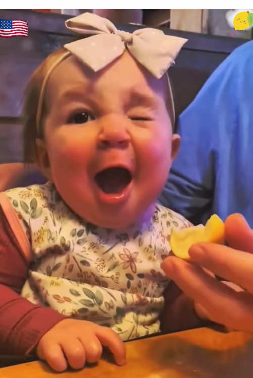 Baby tries lemon for the first time 🍋🍋🤣🤣#baby #interesting #funnyvideos #haha #fyp #foryou #happy 