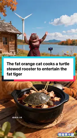 The fat orange cat cooks a turtle stewed rooster to entertain the fat tiger#funny #orangecat #funnyvideos #funnyshorts #point 