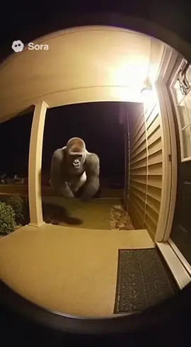Ring camera footage of silverback gorilla #gorilla #sora #ai #ringdoorbell #ringcam 