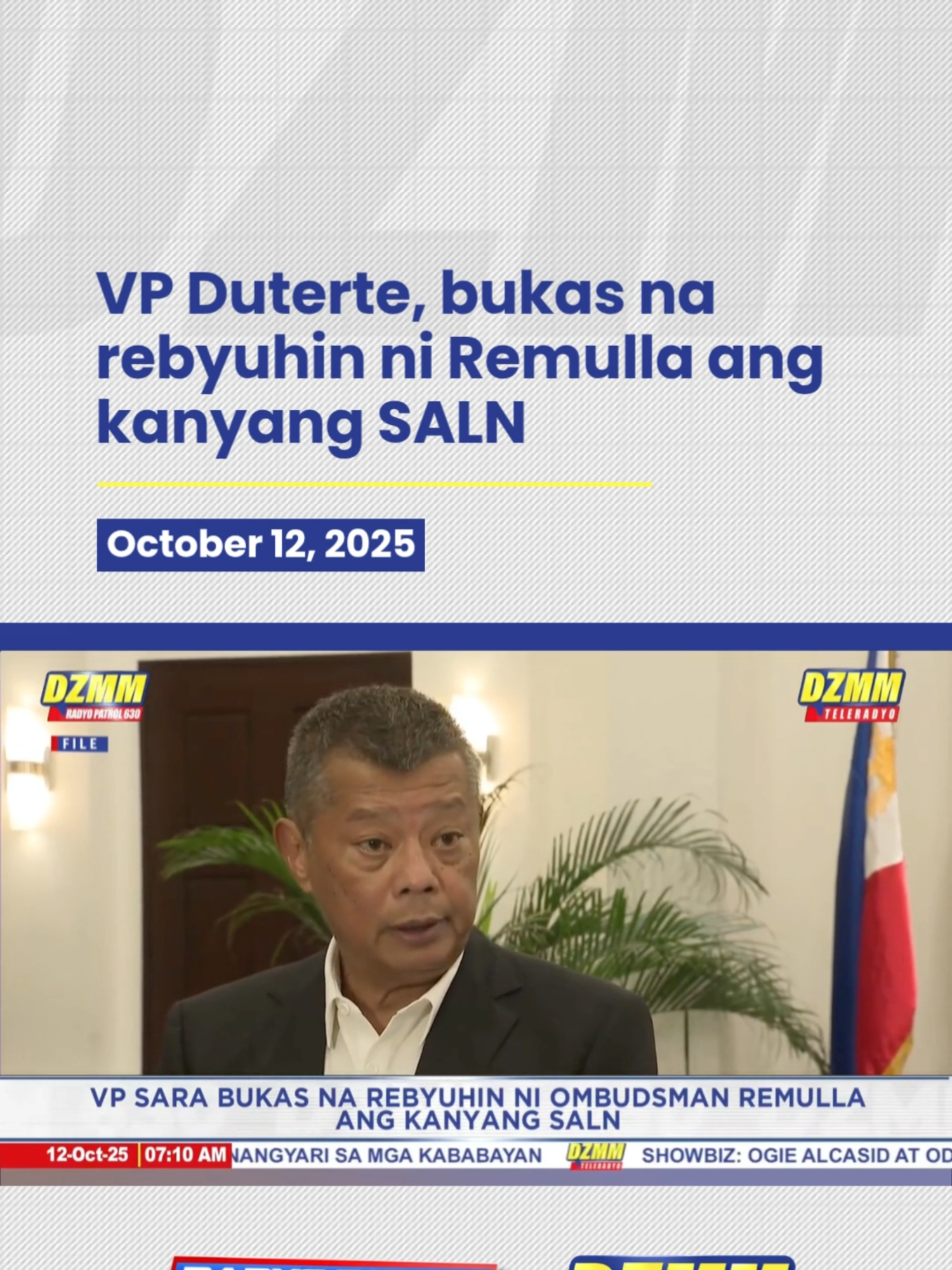 Bukas si Vice President Sara Duterte na rebyuhin ni bagong Ombudsman Jesus Crispin Remulla ang kanyang SALN. Maging una sa balita at public service, follow na sa DZMM Teleradyo TikTok account. #DZMM #DZMMTeleradyo #dzmmteleradyo