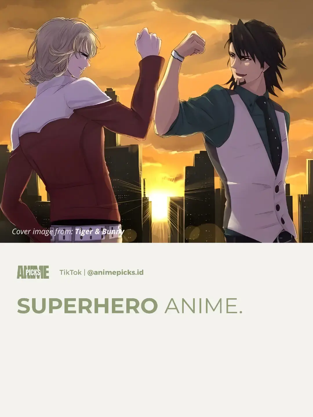 Your next favorite anime starts here. #OnePunchMan #MyHeroAcademia #TigerAndBunny #MobPsycho100 #KekkaiSensen #ConcreteRevolutio #SamuraiFlamenco #SailorMoon #GatchamanCrowds #DarkerThanBlack #CasshernSins #InfernoCop #anime #animerecommendations #rekomendasianime #superhero #foryoupage #foryou #fyp 