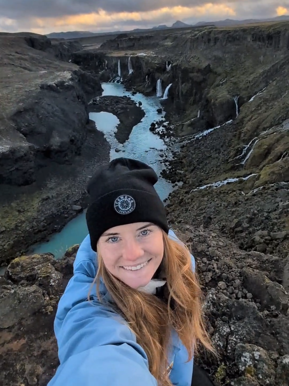 Living the dream in Iceland 🇮🇸 #iceland #waterfalls #redhead #fyp #travel 