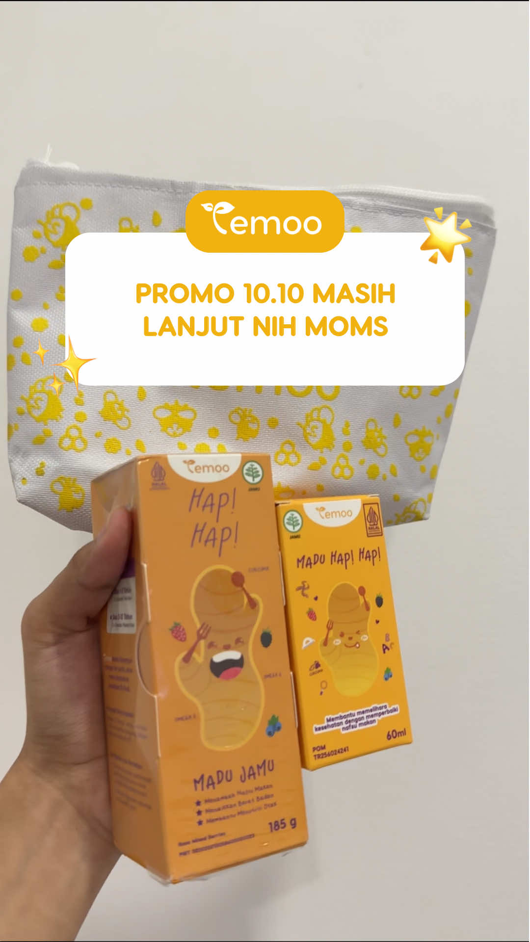 Promo 10.10 masih lanjut nih moms! 💕 Paket Gemoy A masih harga spesial + pouch gemoy gratis 🎁 Jangan tunggu besok deh, keburu kehabisan! #TemooHapHap #PaketGemoy #GratisPouch
