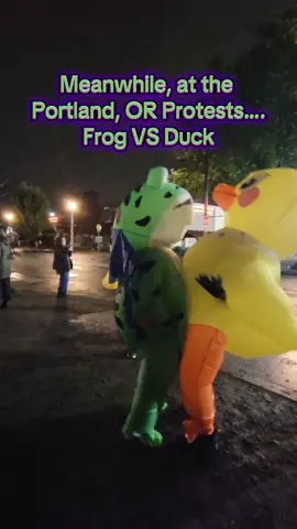 It’s getting out of control here.  The frogs are multiplying…. And new creatures are appearing. Happy Halloween! #portland #protests #trump #ice #thatssobrie