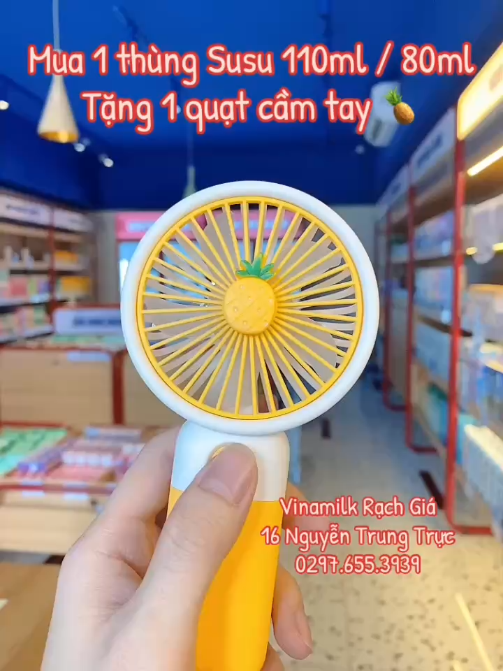 💛 Cho bé uống SuSu ngon khỏe – Nhận quạt mini tiện lợi xinh yêu!🍍 