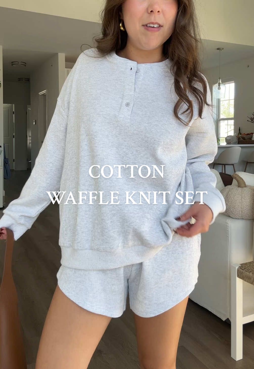 EXCEEDED MY EXPECTATIONS 🥹🤍 95% cotton waffle knit cozy set :) I sized up to a medium! #matchingset #waffleknit #waffleknitset #loungeset #tiktokshopblackfriday 