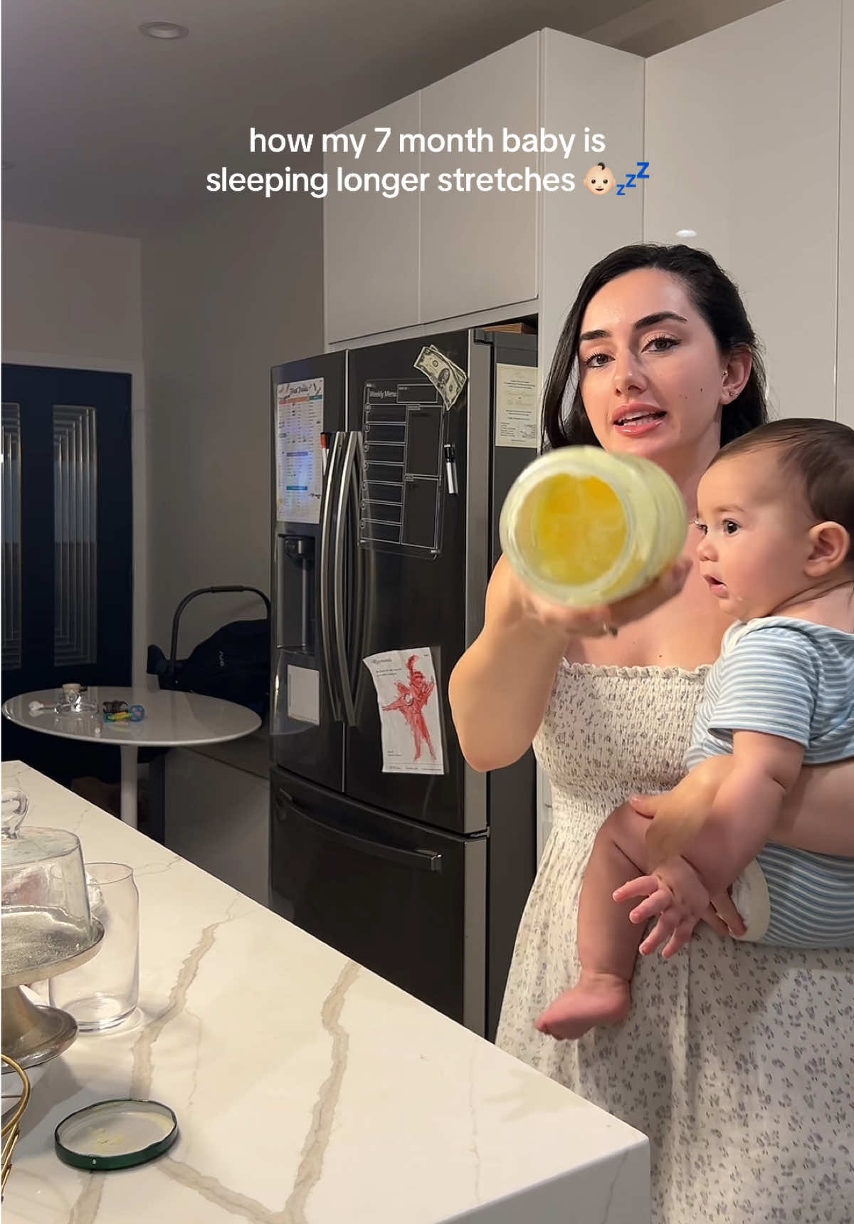 Just found out that we shouldn’t microwave because heating up ghee loses its nutrients 😅 so if your ghee is in the fridge, you could leave a tiny bit out on counter to soften or if your ghee is already stored in room temp, then you could give it like that. Please ask your doctor before you try this! My baby is 7 months old for reference!  He doesn’t sleep 8 hours every night but before doing this he’d wake up around 3-4 times a night and now he wakes up on average 2 times (sometimes 1 on a great night 😱)  #7months #babysleep #ghee #momof2 #momhack 