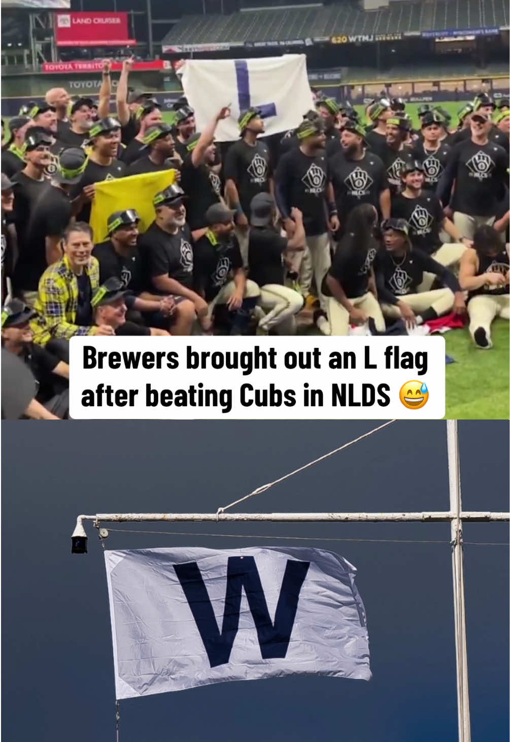 Brewers trolling the Cubs’ W flag 😭 (via @MLB) #MLB #baseball #cubs #brewers