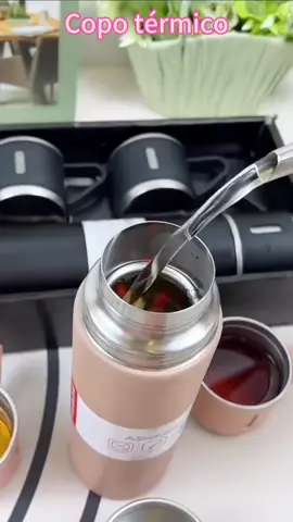 Personalizado - Jogo de Garrafa Térmica 500ML+ 3 Xícaras Aço Inoxidável #jogogarrafatermica