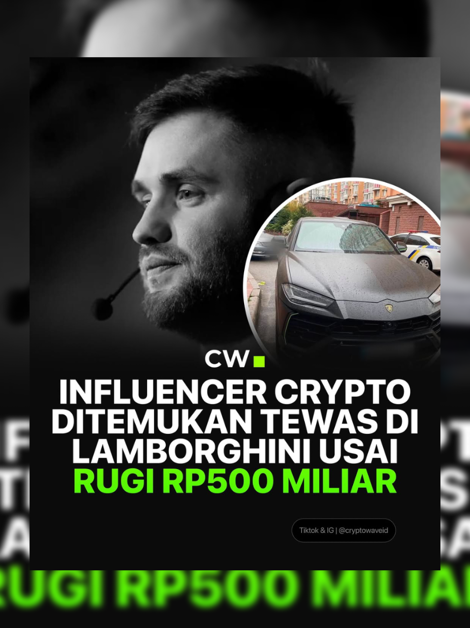 Sesama Investor/Trader Crypto Kami Turut Sedih, Buat kalian Yg loss tetap Tenang ya kawan 🥺 Dunia kripto kembali diguncang kabar duka setelah Konstantin Galish, influencer dan trader aset digital asal Ukraina yang dikenal dengan nama daring Kostya Kudo, ditemukan meninggal di dalam mobil Lamborghini miliknya pada Sabtu (11/10/2025). Menurut laporan, tubuh Galish ditemukan di dalam kendaraan sport miliknya di salah satu kawasan elite Ukraina. Hingga kini, otoritas setempat belum mengeluarkan pernyataan resmi mengenai penyebab kematian, namun sejumlah media menyebutkan bahwa investigasi tengah berlangsung untuk memastikan apakah ada unsur tindak kriminal atau tidak. Beberapa sumber menyebutkan bahwa Galish kehilangan $30 juta atau sekitar Rp500 Miliar dana investor yang la kelola usai Presiden Trump mengancam tarif ke China. Konstantin Galish dikenal luas di komunitas kripto Ukraina sebagai salah satu sosok berpengaruh di media sosial. la kerap membagikan pandangan, analisis pasar, serta strategi perdagangan aset digital yang diikuti puluhan ribu penggemar. Dalam beberapa unggahan terakhirnya, Galish sempat menyinggung kondisi pasar kripto yang tengah bergejolak dan menurunnya nilai beberapa aset utama. Kematian Galish terjadi di tengah periode volatilitas tinggi pasar kripto global, yang membuat banyak investor menghadapi tekanan finansial dan psikologis. Meski belum ada konfirmasi resmi mengenai motif atau penyebab pasti, kematian Konstantin Galish menjadi pengingat akan sisi gelap di balik dunia kripto yang penuh tekanan dan ketidakpastian pasar #cryptonews #bearmarket ?  #crypto #cryptowave #gabrielrey 
