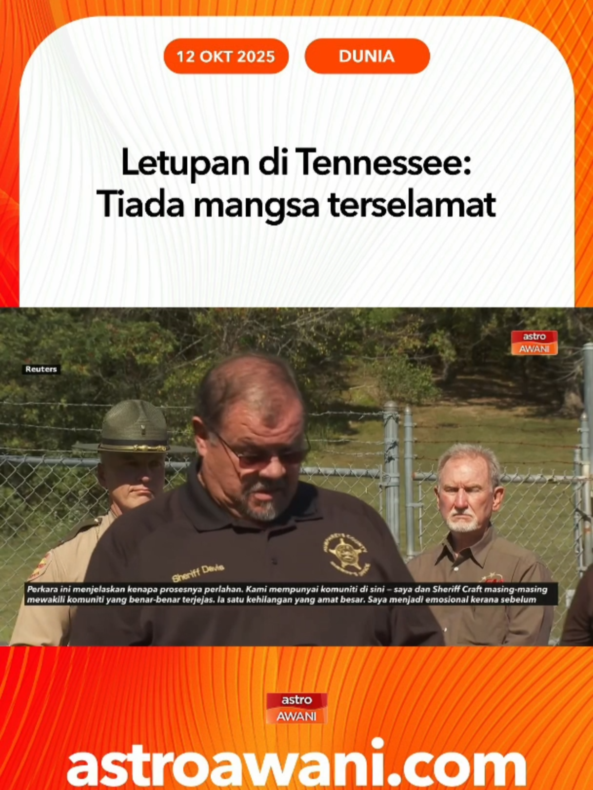Tiada mangsa terselamat ditemui dalam insiden letupan besar di syarikat bahan letupan tentera di Tennessee, Amerika Syarikat. #AWANInews