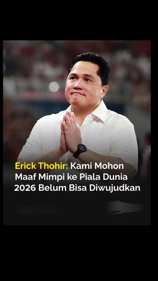 Harapan Indonesia tampil di Piala Dunia 2026 dipastikan pupus setelah kalah 0-1 dari Irak. Kekalahan ini menjadi yang kedua berturut-turut setelah sebelumnya Garuda juga tumbang 2-3 dari Arab Saudi. Hasil tersebut membuat Indonesia berada di posisi juru kunci Grup B dengan nol poin. Melalui unggahan di Instagram, Ketua Umum PSSI Erick Thohir mengapresiasi perjuangan seluruh pemain, ofisial, dan suporter. la menyebut pencapaian Timnas Indonesia yang berhasil melangkah hingga ronde keempat merupakan sejarah baru bagi sepak bola Tanah Air. 