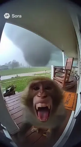 Monkey gets taken by tornado#sora #tornado #ai #funny 