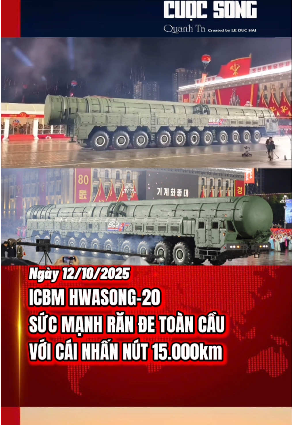 Sức mạnh của Hwasong-20 của Triều Tiên đủ sức răn đe toàn cầu với cái nhấn nút bay xa 15.000km. Mục tiêu bảo vệ đất nước, giữ gìn an ninh khu vực đó là nhấn mạnh của Chủ tịch Kim Jong-Un. #cuocsongquanhta #tintuc #hwasong20 #icbm #trieutien 