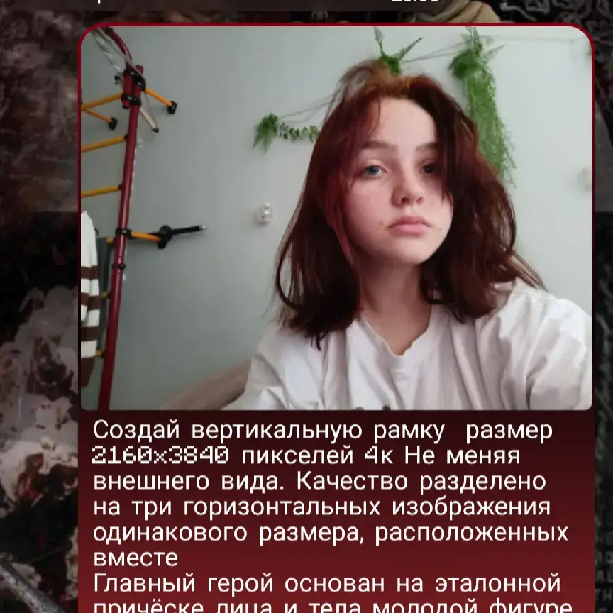 Создай вертикальную рамку  размер 2160x3840 пикселей 4к Не меняя внешнего вида. Качество разделено на три горизонтальных изображения одинакового размера, расположенных вместе Главный герой основан на эталонной причёске лица и тела молодой фигуре с выражением грусти и ностальгии, излучающем одиночество Наряд представляет собой зимний пуховик с широкими штанами и чёрным шарфом Общая атмосфера покрыта белым снегом с холодной цветовой палитрой которая вызывает меланхолию и одиночество 1. Портрет персонажа держит прозрачный зонтик слегка поворачивая голову назад, глядя прямо на кадр Выражение печально с душевными глазами Фон размыт  Снежной белизной 2. Всё тело с зонтом, стоит один на огромном снежном поле, идя, глядя на небо Угол камеры смотрит сверху вниз, это выглядит так будто персонаж поднимает руку, чтобы поймать снежинки Вдалеке стоят несколько голых деревьев 3. Увеличенные глаза персонажа крупным планом с отстранённым печальным взглядом, вызывающим чувство одиночества и тоски #рек #rekomendasi #фото #чатgpt #ИИ #ГПТ #чатГПТ #GOT #рекомендации #rek 