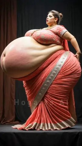 🔥 From Giant to Glamorous 💃 Watch this unreal coral-silver transformation — from extreme obesity to pure elegance 🌺✨ #TransformationGlowUp #CoralVibes #DesiFashion #StageArt #ObeseToSlim #SareeQueen #AIVisuals 