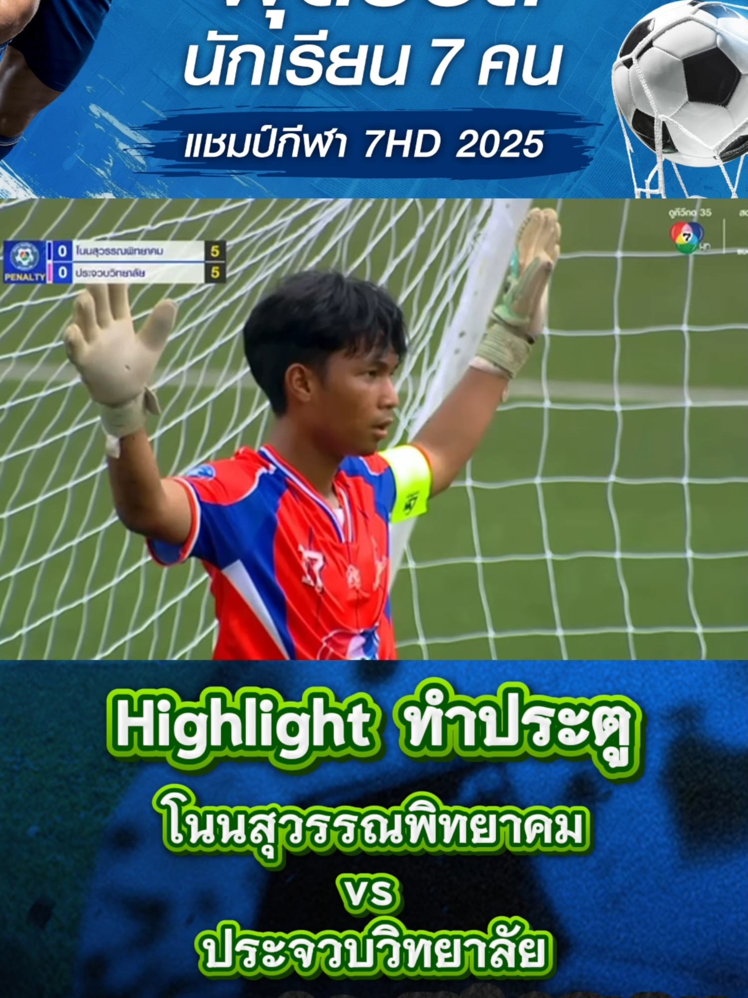 Highlight ทำประตู โนนสุวรรณพิทยาคม - ประจวบวิทยาลัย #บอล7สี #โนนสุวรรณพิทยาคม #ประจวบวิทยาลัย #แชมป์กีฬา7hd #ฟุตบอล7คน #bigdooball168